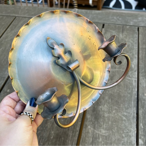 Vtg Gregorian Copper Candle Sconce Wall Hanging Hand Hammered 409 Crown Signed - Picture 3 of 10